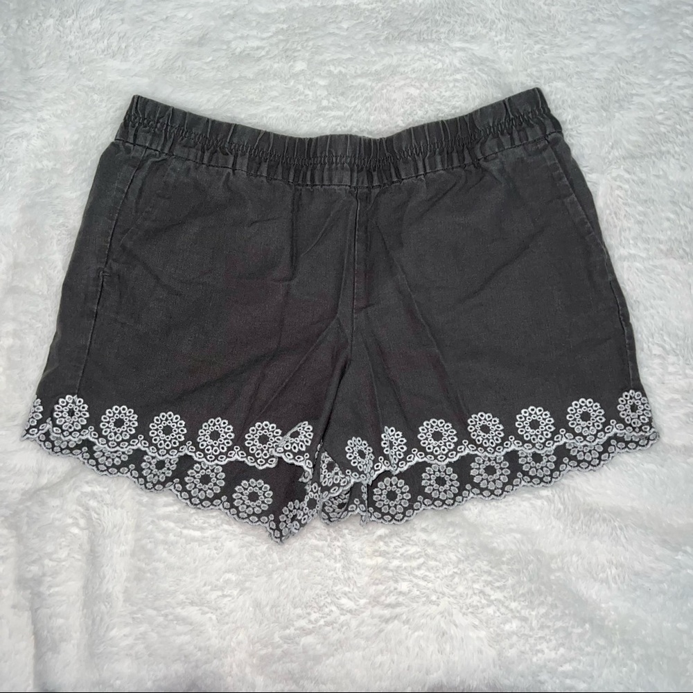 J.Crew Stretchy Floral Shorts- Grey and White Size 14